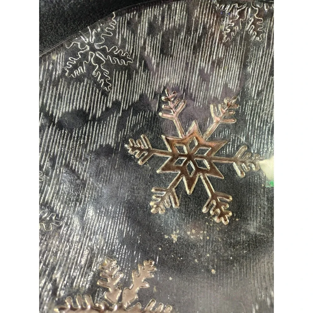 Large Clear Crystal Glass Embossed Snowflake Bowl Serving Parties Holidays